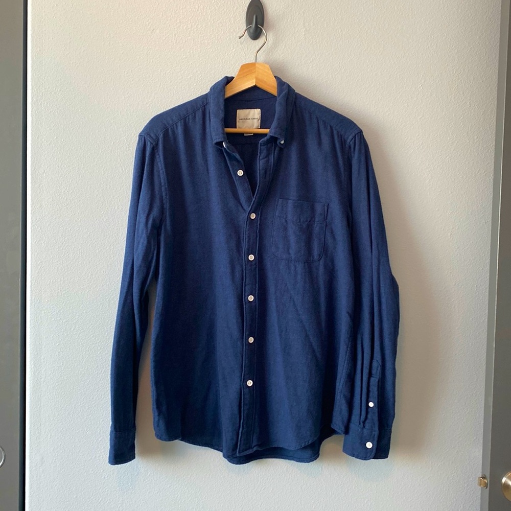 3 for $10 Mens Soft American Eagle Cotton Button Down Blue Navy Dress Casual
